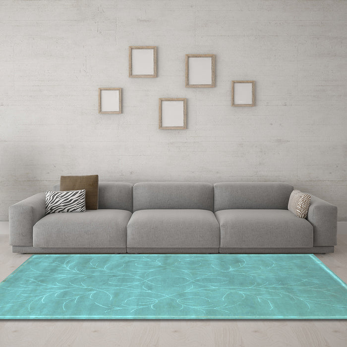 Machine Washable Abstract Light Blue Contemporary Rug in a Living Room, wshcon1288lblu
