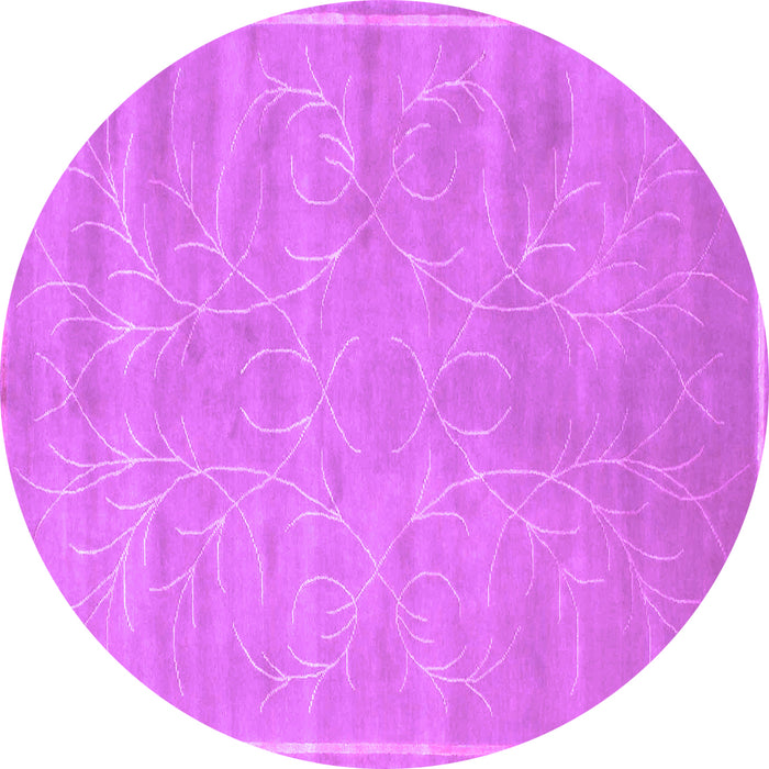 Round Machine Washable Abstract Purple Contemporary Area Rugs, wshcon1288pur