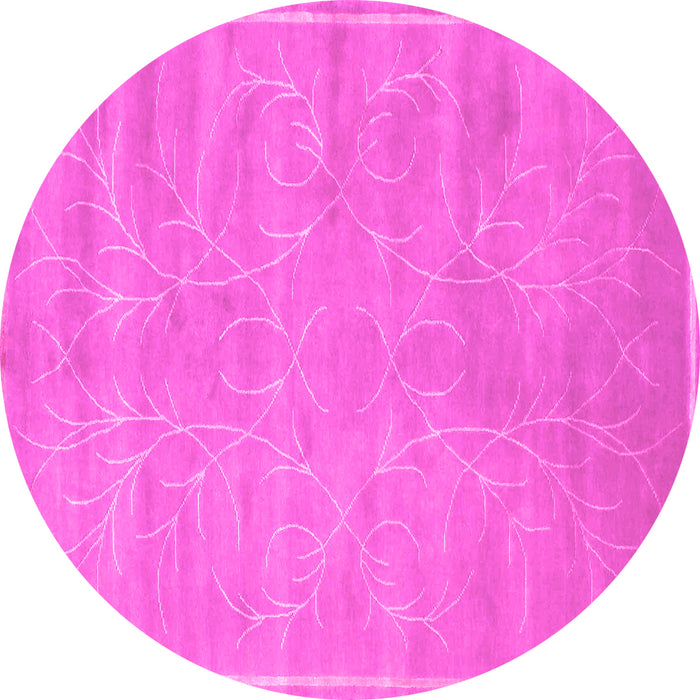 Round Abstract Pink Contemporary Rug, con1288pnk