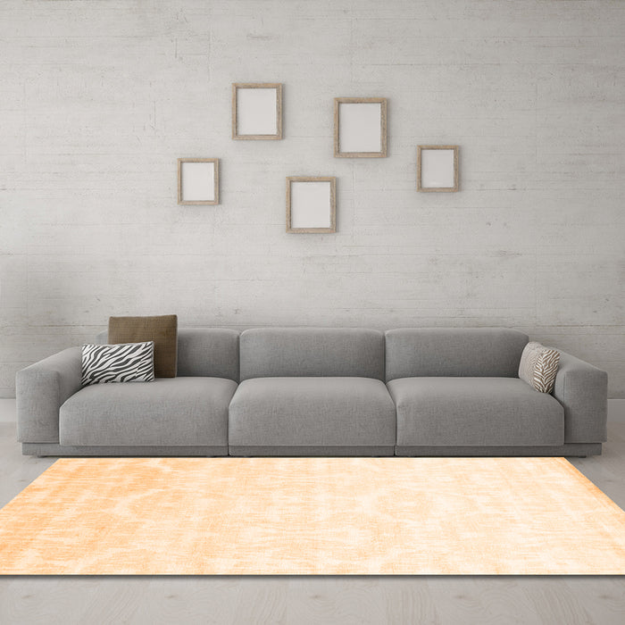 Machine Washable Solid Orange Modern Area Rugs in a Living Room, wshcon1289org