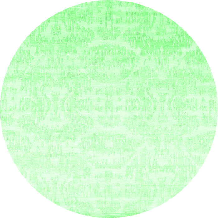 Round Machine Washable Solid Emerald Green Modern Area Rugs, wshcon1289emgrn
