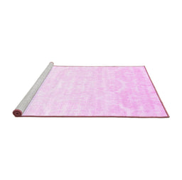 Sideview of Machine Washable Solid Pink Modern Rug, wshcon1289pnk