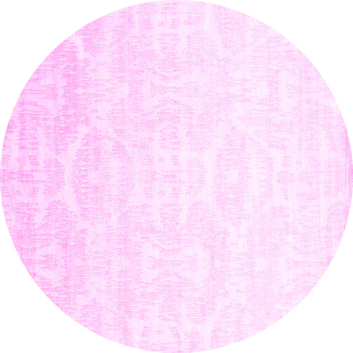 Round Machine Washable Solid Pink Modern Rug, wshcon1289pnk