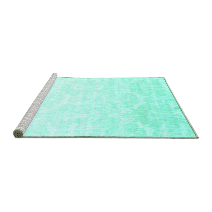 Sideview of Machine Washable Solid Turquoise Modern Area Rugs, wshcon1289turq