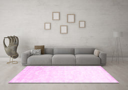 Machine Washable Solid Pink Modern Rug in a Living Room, wshcon1289pnk