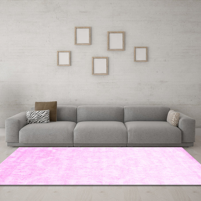 Machine Washable Solid Pink Modern Rug in a Living Room, wshcon1289pnk