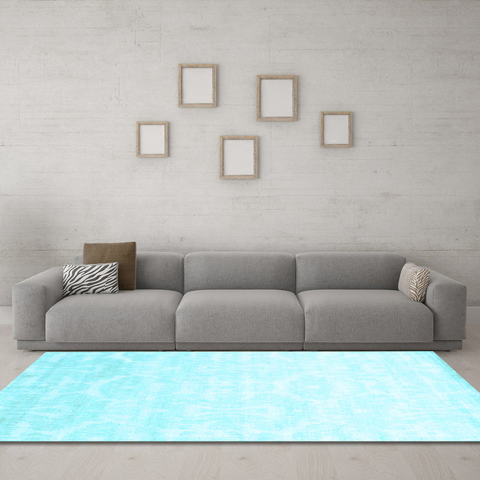 Machine Washable Solid Light Blue Modern Rug in a Living Room, wshcon1289lblu