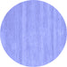 Round Solid Blue Modern Rug, con128blu