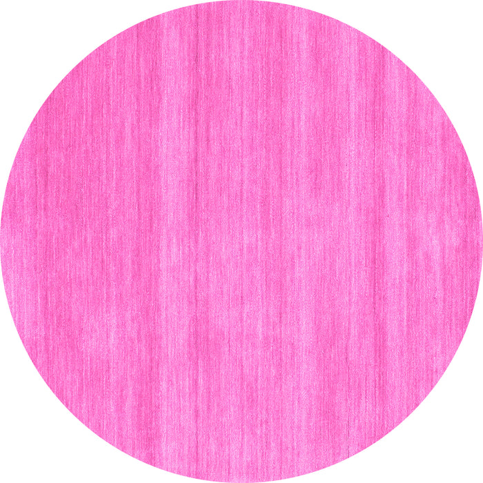 Round Machine Washable Solid Pink Modern Rug, wshcon128pnk