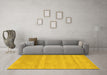 Machine Washable Solid Yellow Modern Rug in a Living Room, wshcon128yw