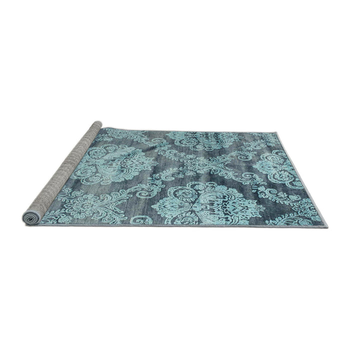 Serging Thickness of Machine Washable Contemporary Steel Blue Rug, wshcon1290