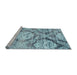 Serging Thickness of Machine Washable Contemporary Steel Blue Rug, wshcon1290