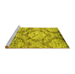 Sideview of Machine Washable Abstract Yellow Contemporary Rug, wshcon1290yw