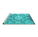 Sideview of Machine Washable Abstract Turquoise Contemporary Area Rugs, wshcon1290turq