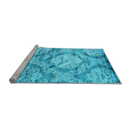 Sideview of Machine Washable Abstract Light Blue Contemporary Rug, wshcon1290lblu