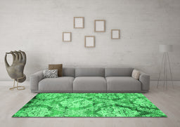 Machine Washable Abstract Green Contemporary Area Rugs in a Living Room,, wshcon1290grn