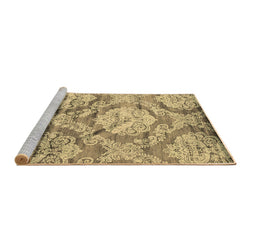 Sideview of Machine Washable Abstract Brown Contemporary Rug, wshcon1290brn