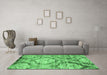 Machine Washable Abstract Emerald Green Contemporary Area Rugs in a Living Room,, wshcon1290emgrn