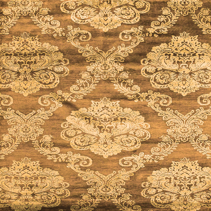 Round Machine Washable Abstract Orange Contemporary Area Rugs, wshcon1290org