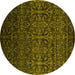 Round Persian Yellow Bohemian Rug, con1291yw