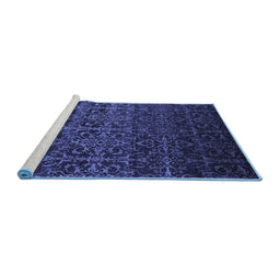 Sideview of Machine Washable Persian Blue Bohemian Rug, wshcon1291blu