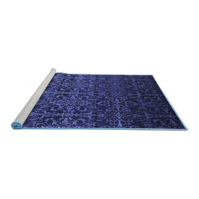 Sideview of Machine Washable Persian Blue Bohemian Rug, wshcon1291blu
