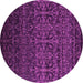 Round Machine Washable Persian Pink Bohemian Rug, wshcon1291pnk