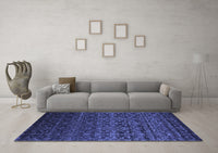 Machine Washable Persian Blue Bohemian Rug, wshcon1291blu