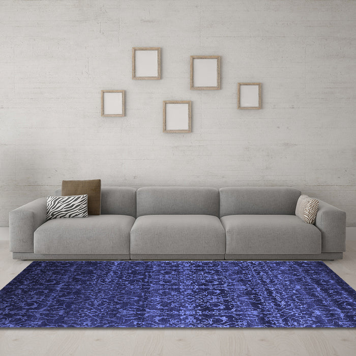 Machine Washable Persian Blue Bohemian Rug in a Living Room, wshcon1291blu