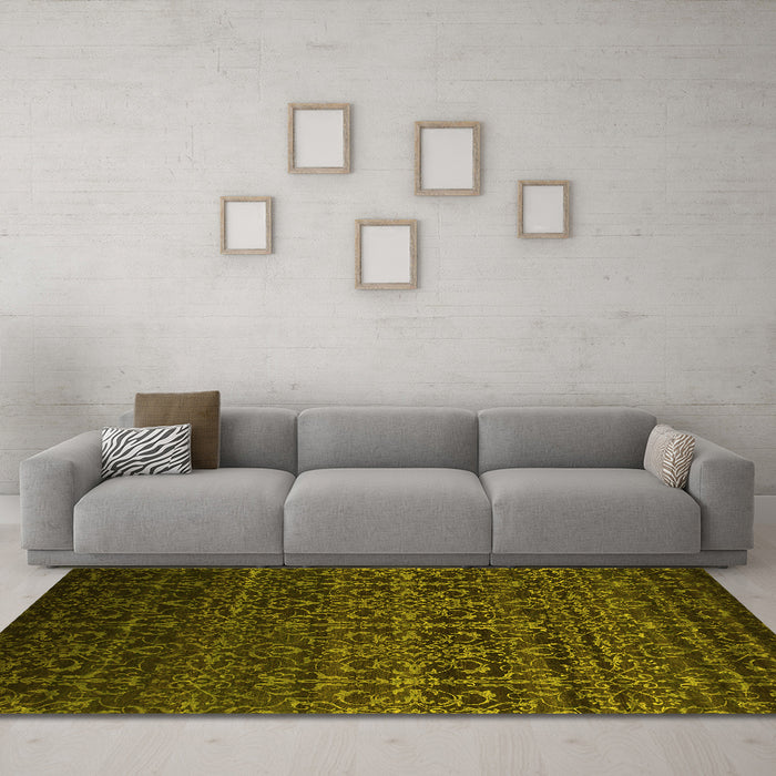 Machine Washable Persian Yellow Bohemian Rug in a Living Room, wshcon1291yw