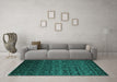 Machine Washable Persian Turquoise Bohemian Area Rugs in a Living Room,, wshcon1291turq