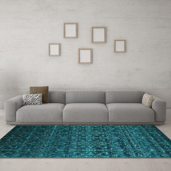 Machine Washable Persian Light Blue Bohemian Rug in a Living Room, wshcon1291lblu