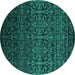 Round Persian Turquoise Bohemian Rug, con1291turq