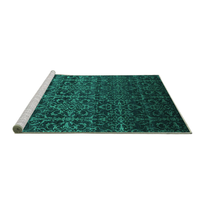 Sideview of Machine Washable Persian Turquoise Bohemian Area Rugs, wshcon1291turq