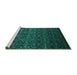 Sideview of Machine Washable Persian Turquoise Bohemian Area Rugs, wshcon1291turq