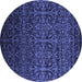Round Machine Washable Persian Blue Bohemian Rug, wshcon1291blu