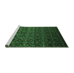 Sideview of Machine Washable Persian Emerald Green Bohemian Area Rugs, wshcon1291emgrn