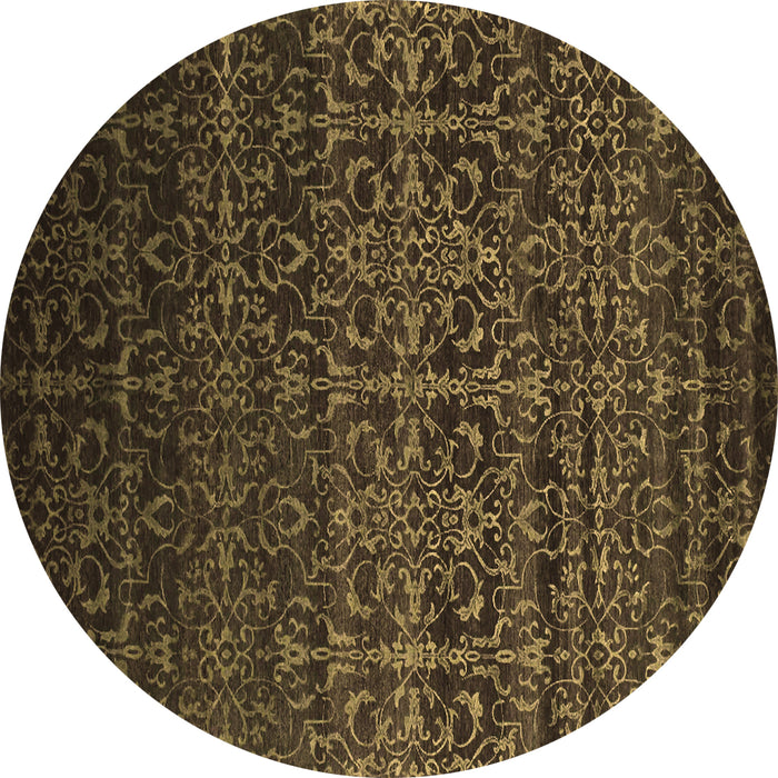 Round Machine Washable Persian Brown Bohemian Rug, wshcon1291brn