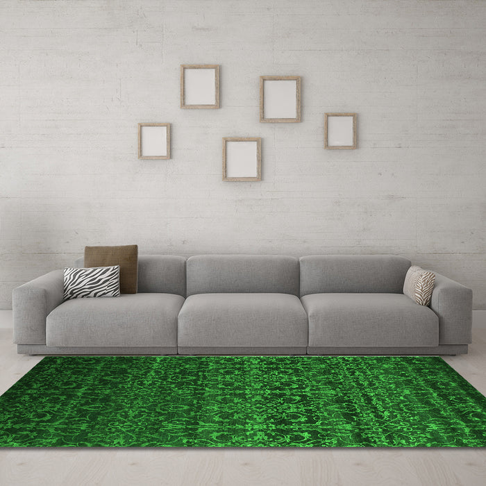 Machine Washable Persian Green Bohemian Area Rugs in a Living Room,, wshcon1291grn