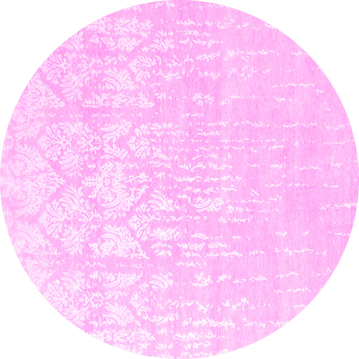 Round Machine Washable Solid Pink Modern Rug, wshcon1292pnk