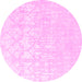 Round Machine Washable Solid Pink Modern Rug, wshcon1292pnk