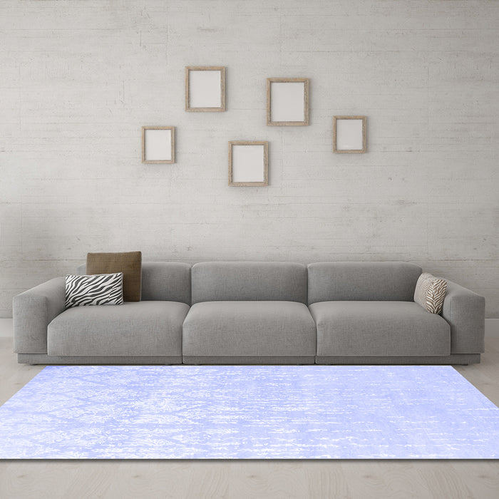 Machine Washable Solid Blue Modern Rug in a Living Room, wshcon1292blu