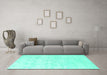 Machine Washable Solid Turquoise Modern Area Rugs in a Living Room,, wshcon1292turq