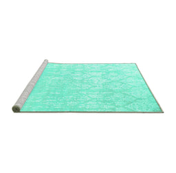 Sideview of Machine Washable Solid Turquoise Modern Area Rugs, wshcon1292turq