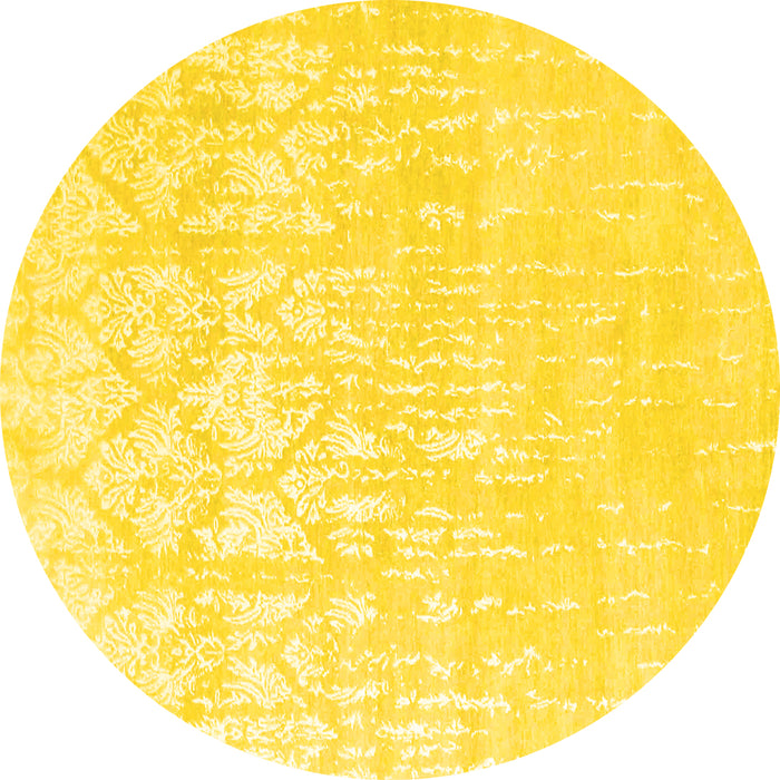 Round Solid Yellow Modern Rug, con1292yw