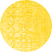 Round Solid Yellow Modern Rug, con1292yw