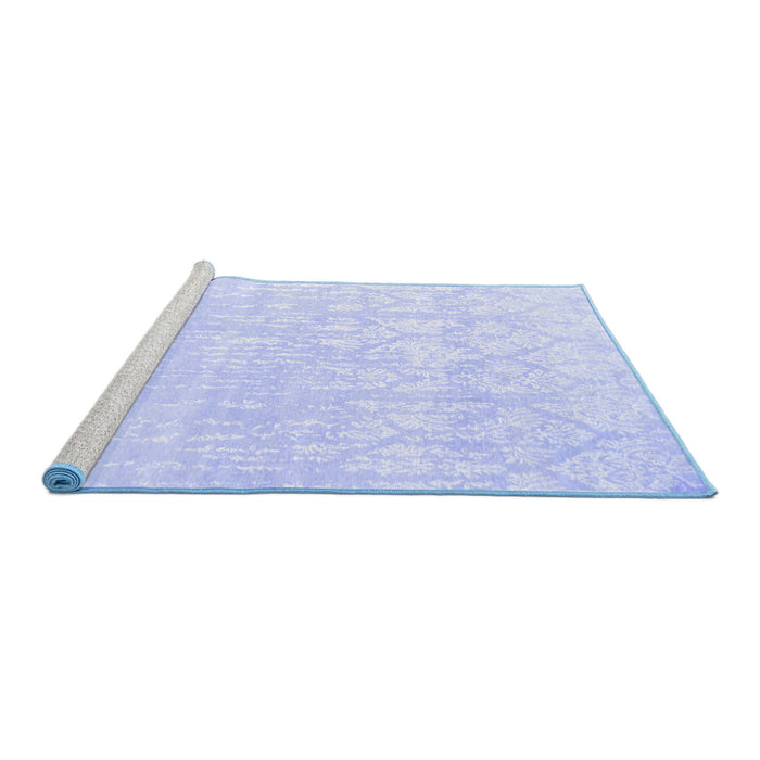 Sideview of Machine Washable Solid Blue Modern Rug, wshcon1292blu