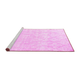 Sideview of Machine Washable Solid Pink Modern Rug, wshcon1292pnk