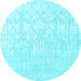 Round Machine Washable Solid Light Blue Modern Rug, wshcon1292lblu