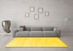 Machine Washable Solid Yellow Modern Rug in a Living Room, wshcon1292yw